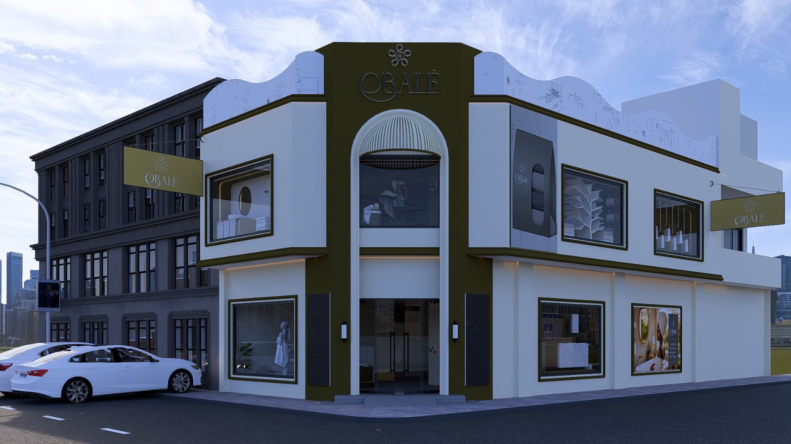 La façade de la boutique Obalè à Cocotier, de jour